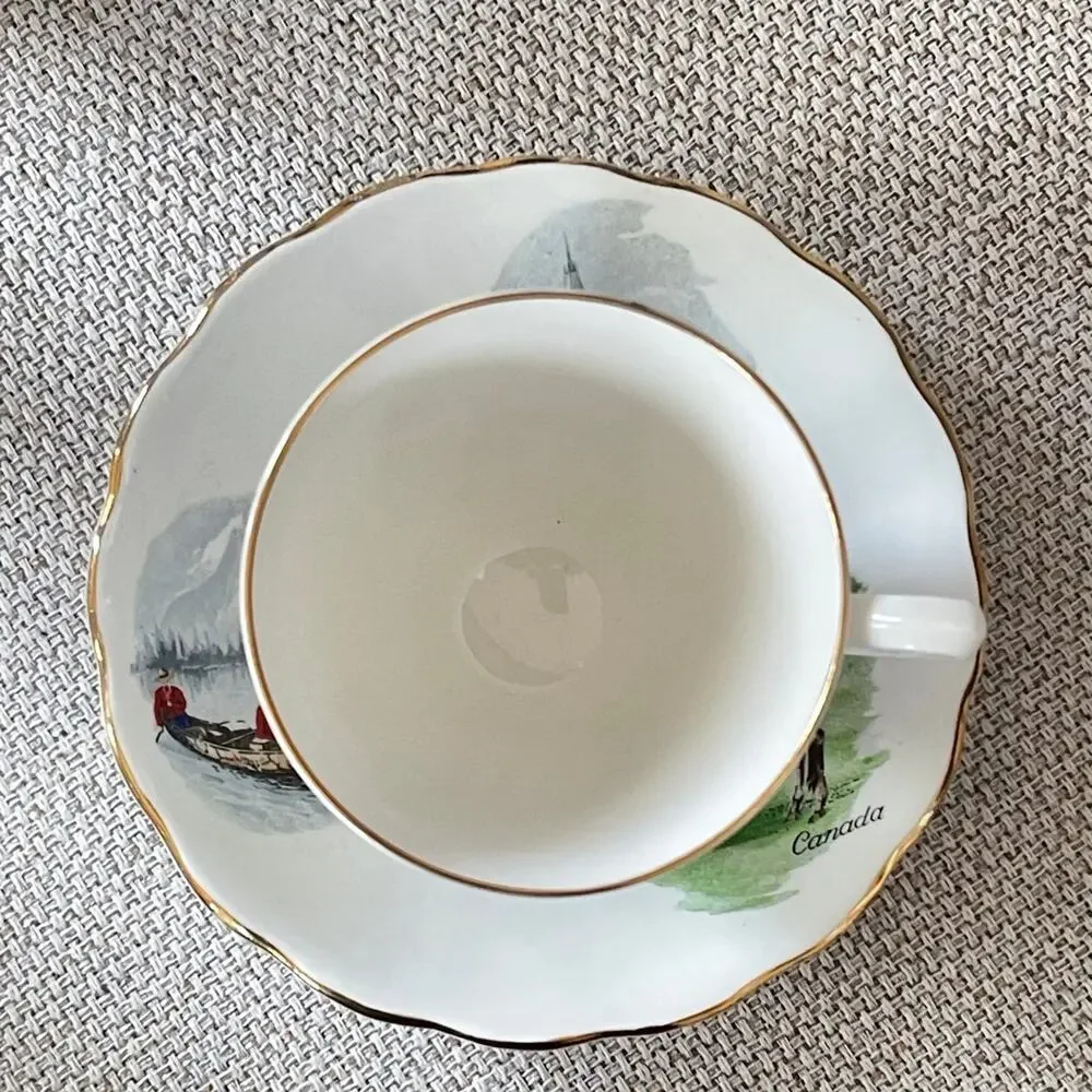 Vintage Rare England Bone China Cup & Saucer Horse Pony RCMP